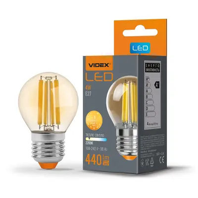 Светодиодная лампа VIDEX Filament G45FA 4W E27 2200K бронза