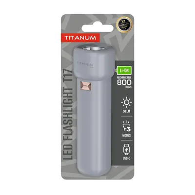 Портативний світлодіодний ліхтарик TITANUM TLF-T17 50Lm Gray