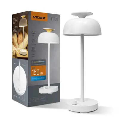 Настольная LED-лампа с аккумулятором VIDEX VL-TF23W 8.5 Вт 4000K+RGB Белый