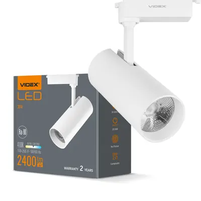Светильник LED на трек VIDEX 30W 4100K белый