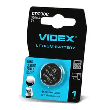 Батарейка литиевая Videx CR2032 1шт BLISTER CARD