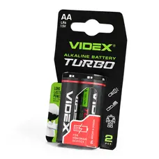 Батарейка щелочная Videx LR6/AA Turbo 2шт BLISTER