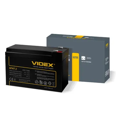 Аккумулятор свинцово-кислотный Videx 6FM7.2 12V/7.2Ah color box 1