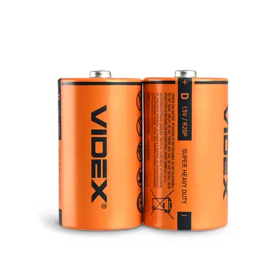 Батарейка сольова Videx R20P/D 2шт SHRINK