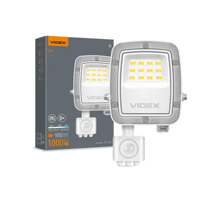 Светодиодный прожектор VIDEX F5 10W 3000-5000-6500K с датчиком движения 230V White (VL-F5-010CW-S)