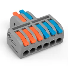 Клеммник быстрого монтажа разветвительный 2/6п серый PA (TF-KNR-26) TITANUM