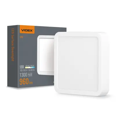 Светильник LED накладной квадратный VIDEX 12W 5000K Белый