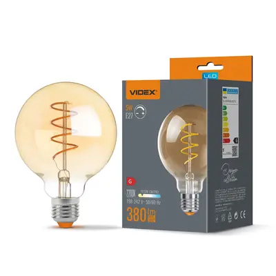 Светодиодная лампа VIDEX Filament G95FASD 5W E27 2200K диммируемая, бронзовая