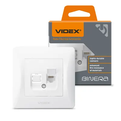 Розетка CAT6 одинарна компьютерная белая VIDEX BINERA