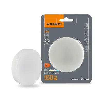 Светодиодная лампа VIDEX GX53D 10W 4100K 220V с диммером