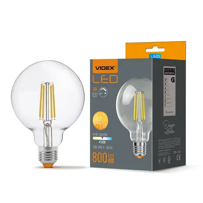 Светодиодная лампа VIDEX Filament G95FD 7W E27 4100K с диммером