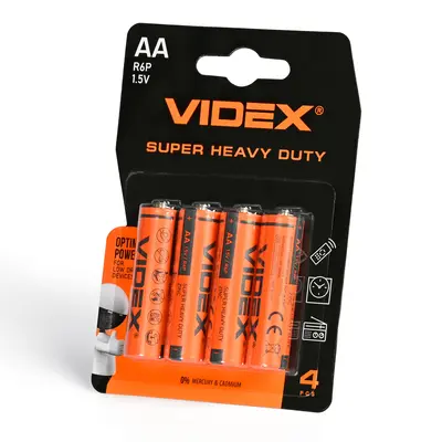 Батарейка сольова VIDEX R6P/AA 4шт BLISTER