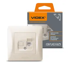 Розетка CAT6 одинарна комп'ютерна кремова VIDEX BINERA