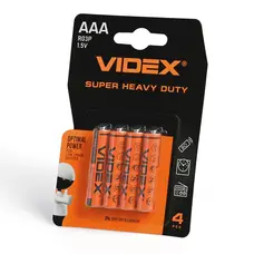 Батарейка солевая VIDEX R03P/AAA 4шт BLISTER