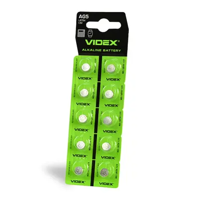 Батарейка годинникова Videx AG 5/LR754 BLISTER CARD 10 шт