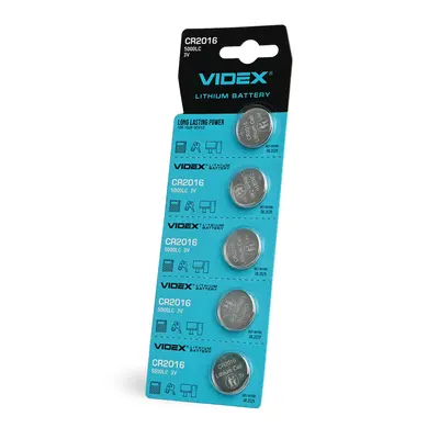 Батарейка литиевая Videx CR2016 5шт BLISTER CARD