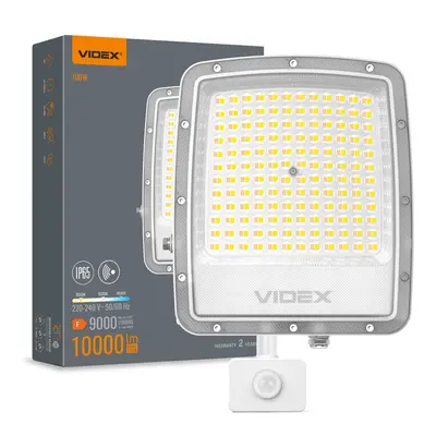 Светодиодный прожектор VIDEX F5 100W 3000-5000-6500K с датчиком движения 230V White (VL-F5-100CW-S)