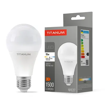 LED лампа TITANUM A65 15W E27 4100K