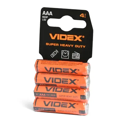 Батарейка солевая Videx R03P/AAA 4шт SHRINK CARD