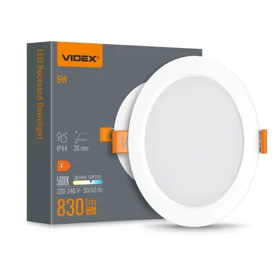 Светильник LED Back встраиваемый круглый VIDEX 9W 5000K