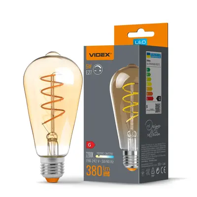 Светодиодная лампа VIDEX Filament ST64FASD 5W E27 2200K диммируемая, бронзовая