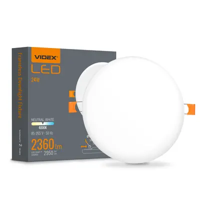 LED светильник безрамочный круглый VIDEX VLE-DLFR-244 24W 4000K 220V