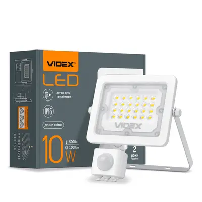 Светодиодный прожектор VIDEX F2e 10W 5000K с датчиком движения и освещенности