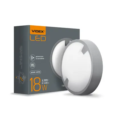 Круглый LED светильник IP65 VIDEX 18W 5000K с сенсором