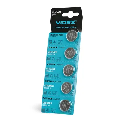 Батарейка литиевая Videx CR2025 5шт BLISTER CARD