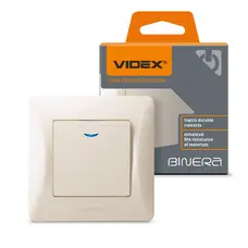 Одноклавишный выключатель с подсветкой кремовый VIDEX BINERA