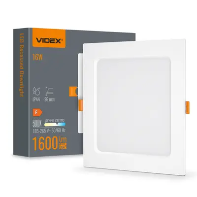 Светильник LED Back встраиваемый квадратный VIDEX 16W 5000K
