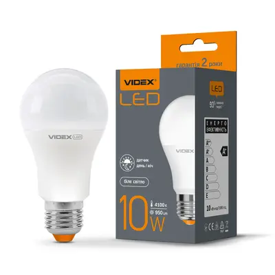 „Сенсор“ LED-лампа VIDEX A60e 10W E27 4100K с датчиком освещенности