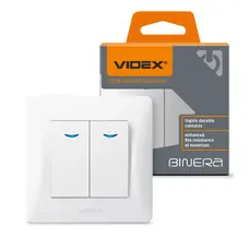 Двухклавишный выключатель с подсветкой белый VIDEX BINERA