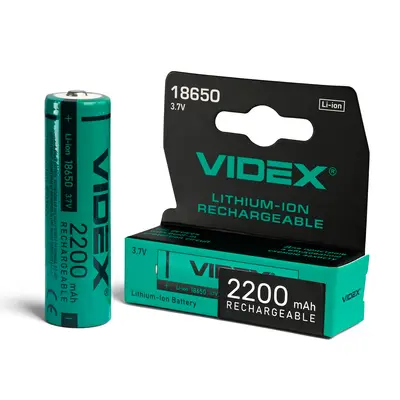 Акумулятор Videx літій-іонний 18650 (без захисту) 2200mAh color box/1шт