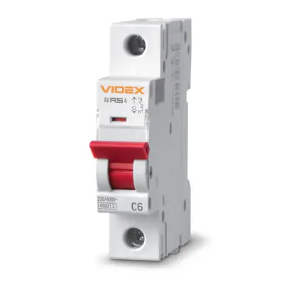 Автоматический выключатель RS4 1п 6А 4,5кА С VIDEX RESIST