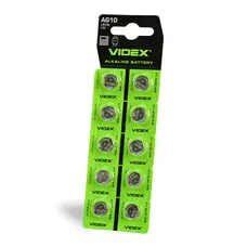 Батарейка часовая Videx AG10/LR1130 BLISTER CARD 10 шт