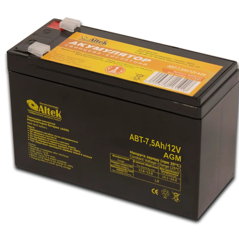 Акумулятор ALTEK ABT 7,5Ah 12V AGM