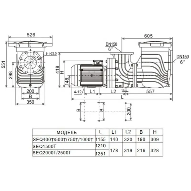 Насос Aquaviva LX SEQ1500 (380 В, 168 м3/год, 15 HP) Насос Aquaviva LX SEQ1500 (380 В, 168 м3/год, 15 HP)