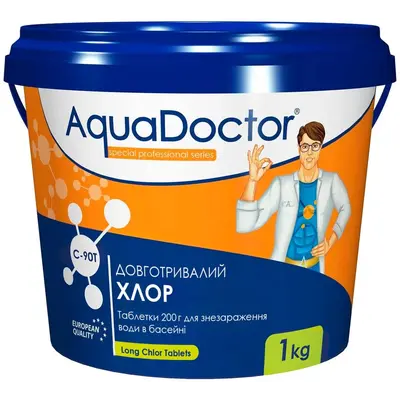 Хлор для басейну AquaDoctor C-90T 1 кг в таблетках