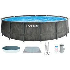 Каркасний басейн Intex 26742 GREYWOOD (457х122 см) з картриджним фільтром, драбиною та тентом