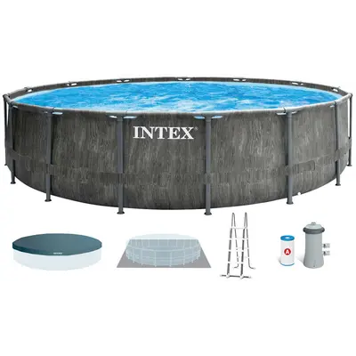 Каркасний басейн Intex 26742 GREYWOOD (457х122 см) з картриджним фільтром, драбиною та тентом