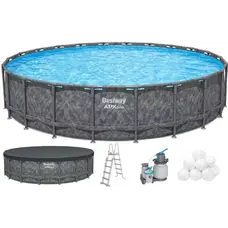 Каркасний басейн Bestway Grey 561KC (549х132 см) з пісочним фільтром, тентом та драбиною