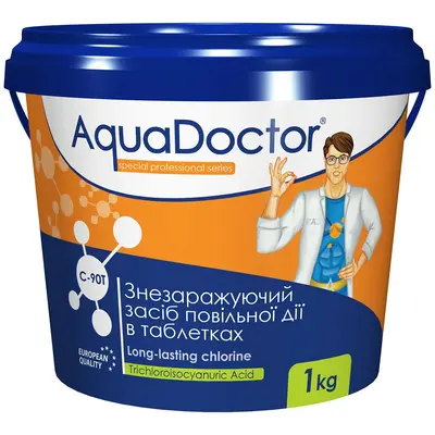 Хлор для басейну AquaDoctor C-90T 1 кг в таблетках