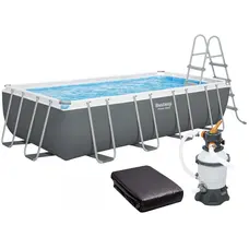 Каркасний басейн Bestway 56671 (488х244х122 см) з пісочним фільтром, драбиною та тентом