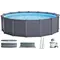 Каркасний басейн Intex 26384 GRAPHITE GRAY (478х124 см) з пісочним фільтром, драбиною, підкладкою і тентом