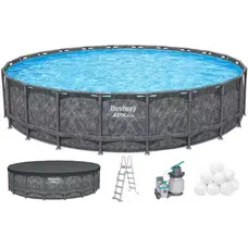 Каркасний басейн Bestway Grey 561KE (610х132 см) з пісочним фільтром, тентом та драбиною