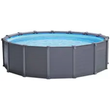 Каркасний басейн Intex 26384 GRAPHITE GRAY (478х124 см) з пісочним фільтром, драбиною, підкладкою і тентом