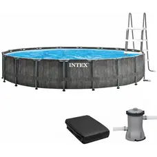 Каркасний басейн Intex 26744 GREYWOOD (549х122 см) з картриджним фільтром, драбиною та тентом