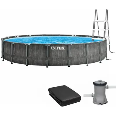 Каркасний басейн Intex 26744 GREYWOOD (549х122 см) з картриджним фільтром, драбиною та тентом