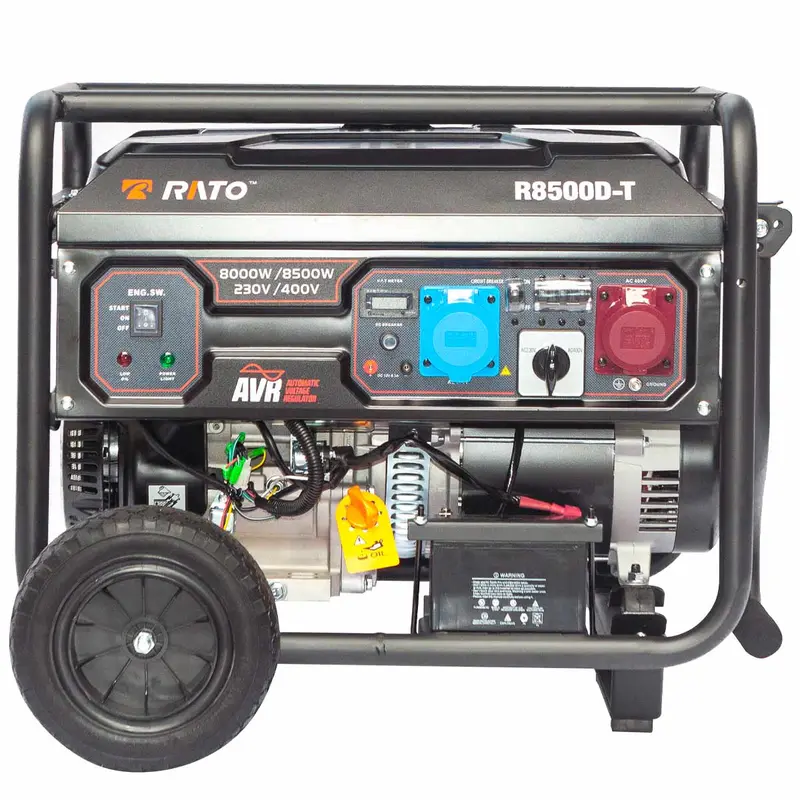 Трифазний бензиновий генератор RATO R8500D-T Full Power - це відмінне рішення для автономного електропостачання. Варто враховувати, що сумарне споживання електроенергії не має перевищувати номінального значення потужності 8 кВт під час роботи від однієї ф
